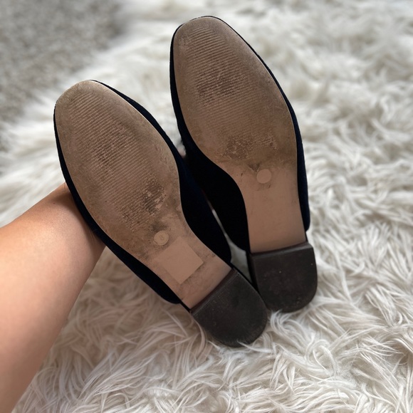 Sole Society | Navy Velvet Slides w/ Black Puff - Picture 6 of 8